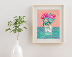 Original Gouache Blumen Malerei auf Papier