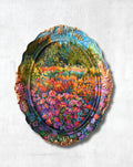 Gerahmtes Gartenblumenbild, Original-Gouachemalereien auf Leinwand und Rahmen