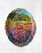 Gerahmtes Gartenblumenbild, Original-Gouachemalereien auf Leinwand und Rahmen