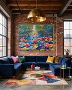 "Vibrant Waterlilies", Original Oil Painting Vibrant landscape in impressionism