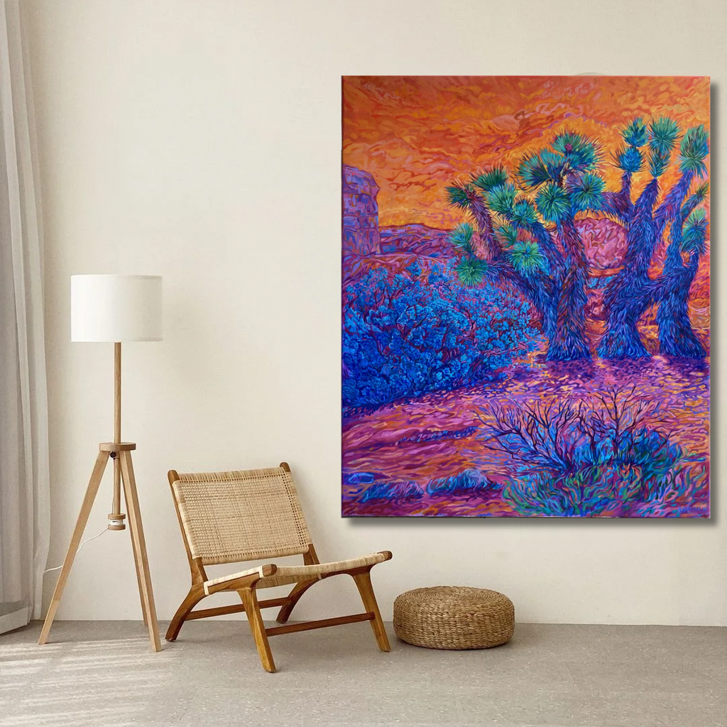 Original Ölgemälde Lebendige Joshua Trees in Impressionismus und Expressionismus