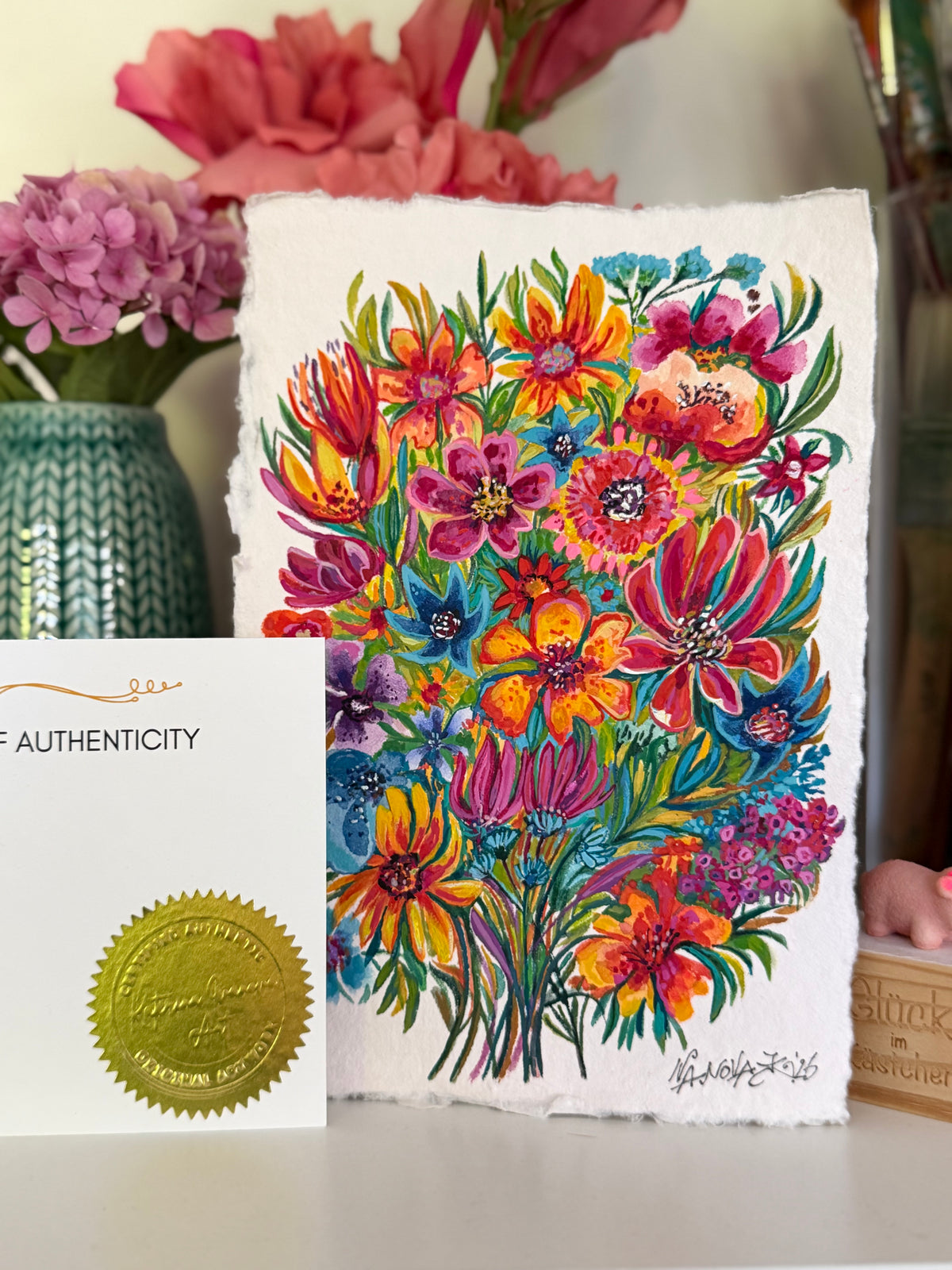 "Bouquet flowers" — Original Gouache on Handmade Paper | A5 (Copy)