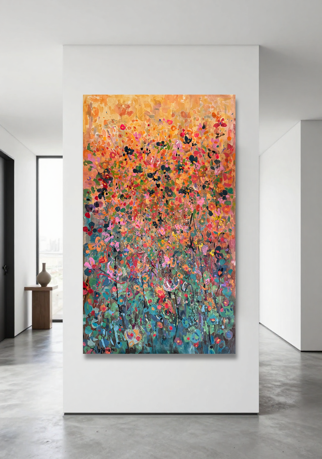 "Chaotic flowers", Original floral Acrylics Painting