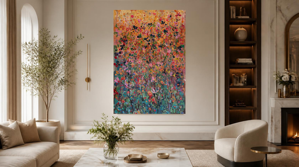 "Chaotic flowers", Original floral Acrylics Painting