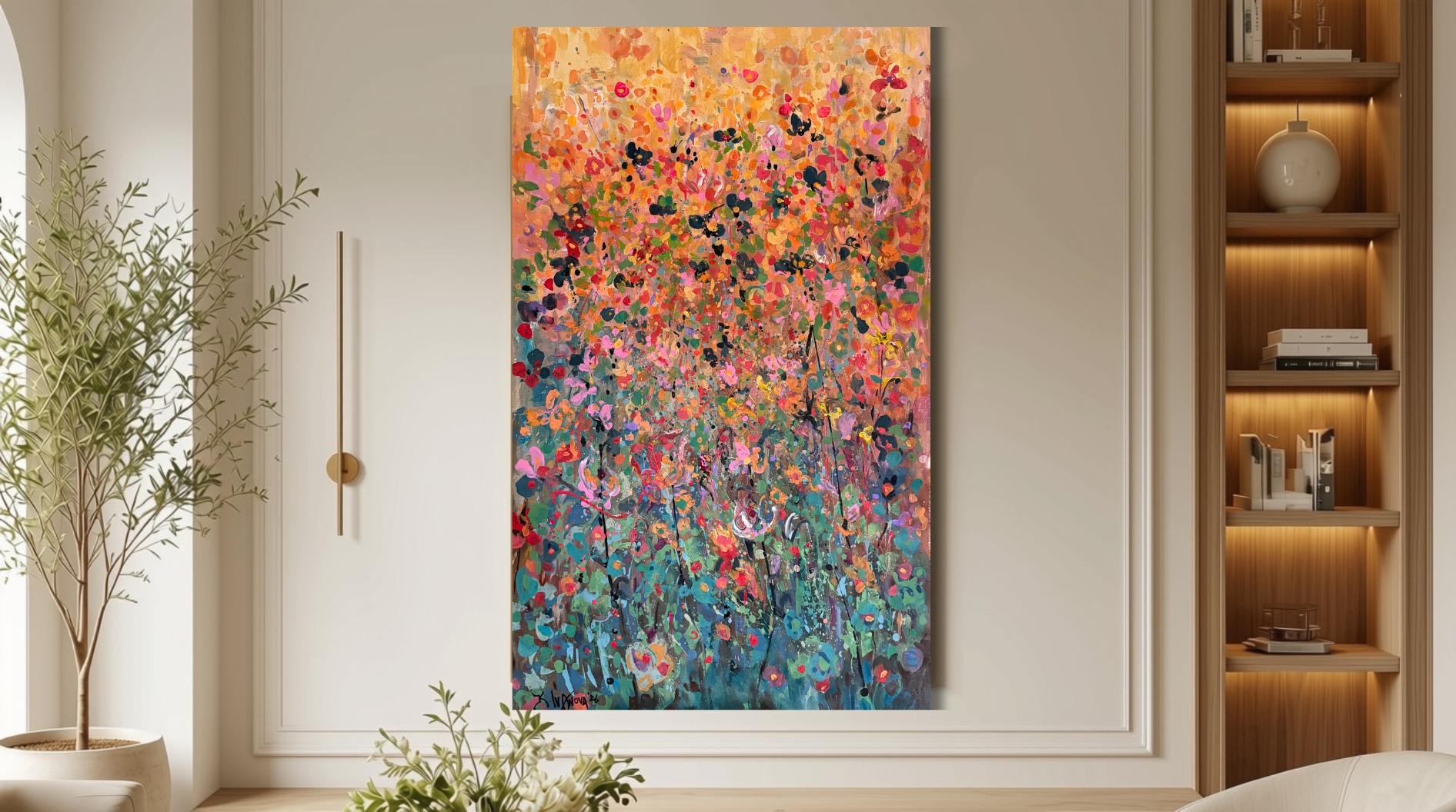 "Chaotic flowers", Original floral Acrylics Painting