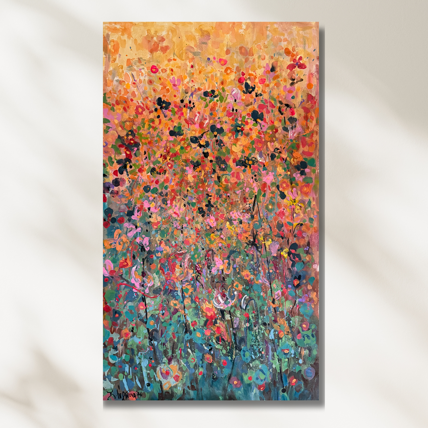 "Chaotic flowers", Original floral Acrylics Painting
