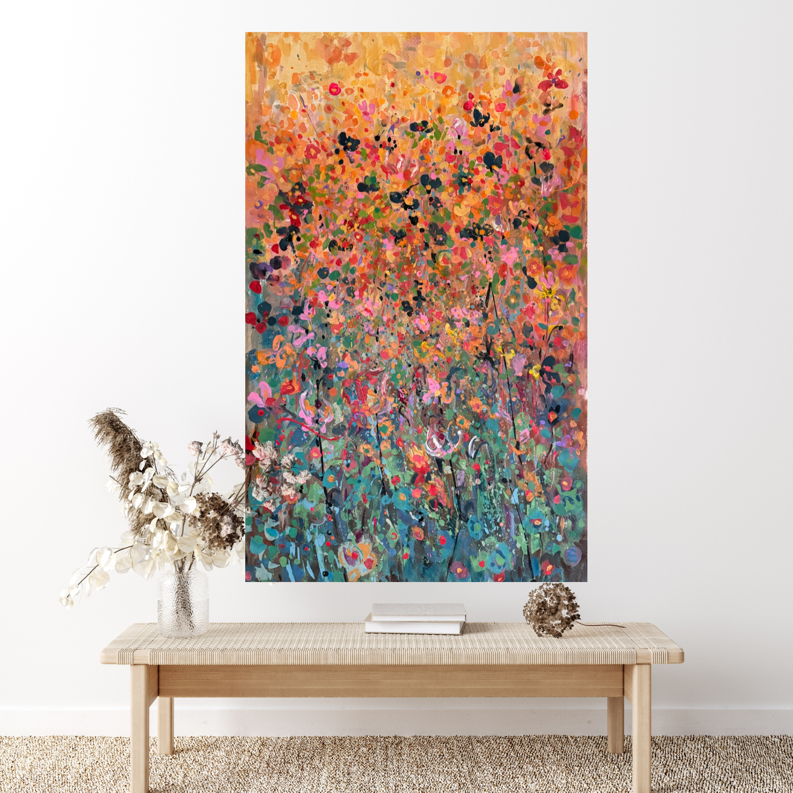 "Chaotic flowers", Original floral Acrylics Painting