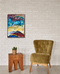 Original oil painting, stretched canvas, clouds abstract art