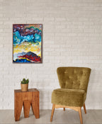 Original oil painting, stretched canvas, clouds abstract art