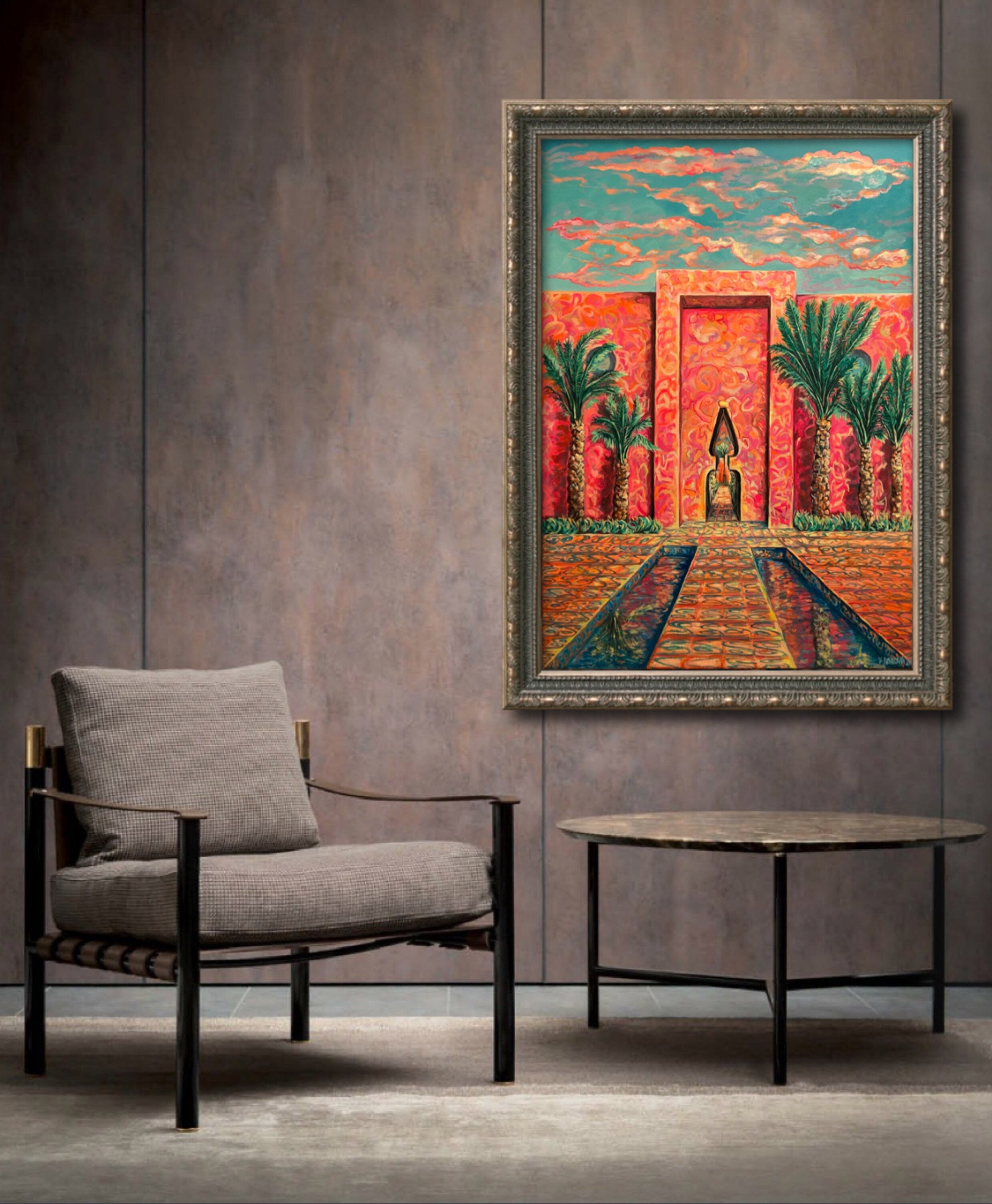 Original oil painting "The great gate" in Art deco style