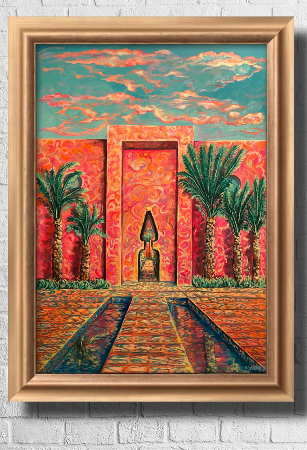 Original oil painting "The Great Gate" in Art Deco style