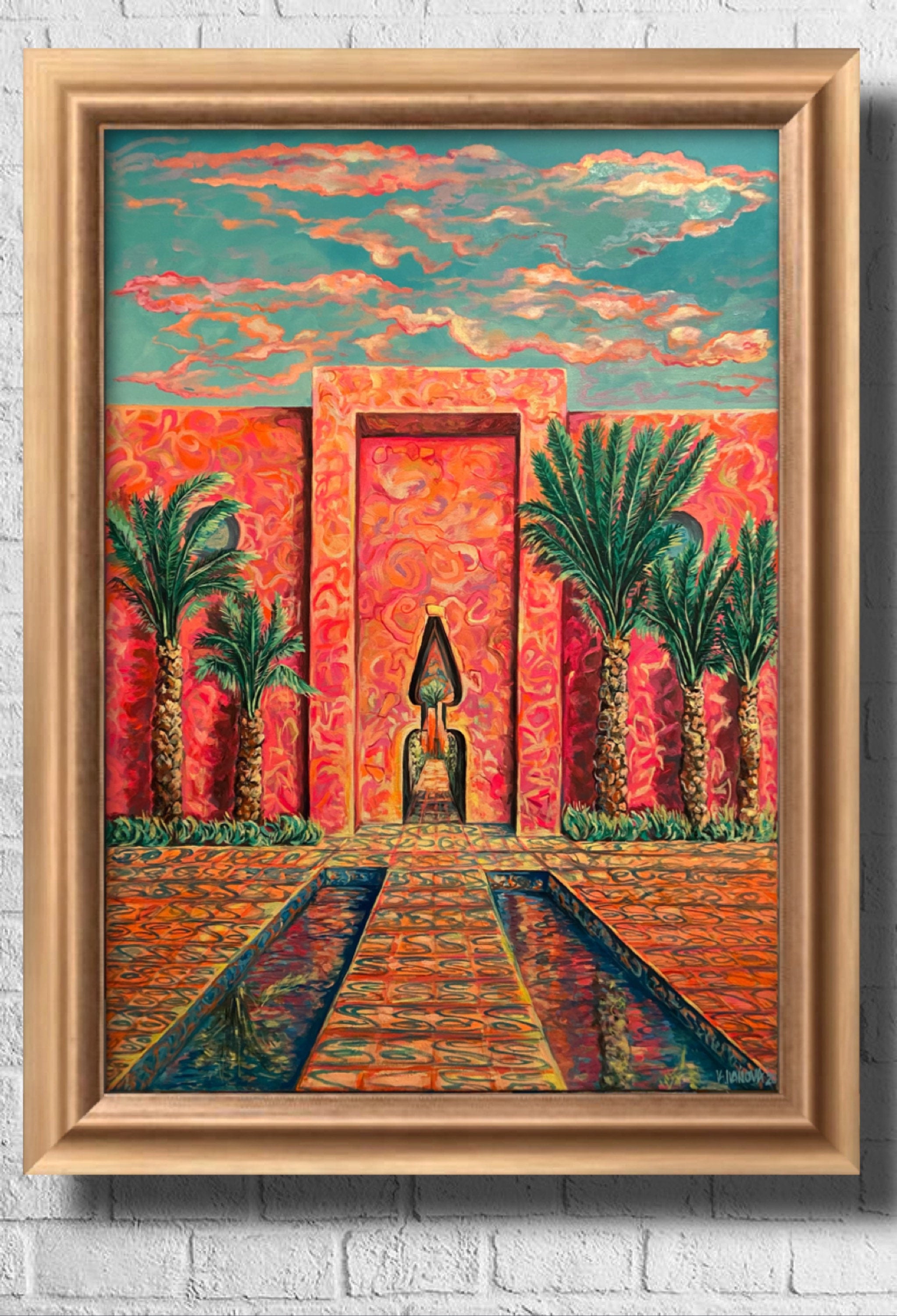 Original oil painting "The great gate" in Art deco style