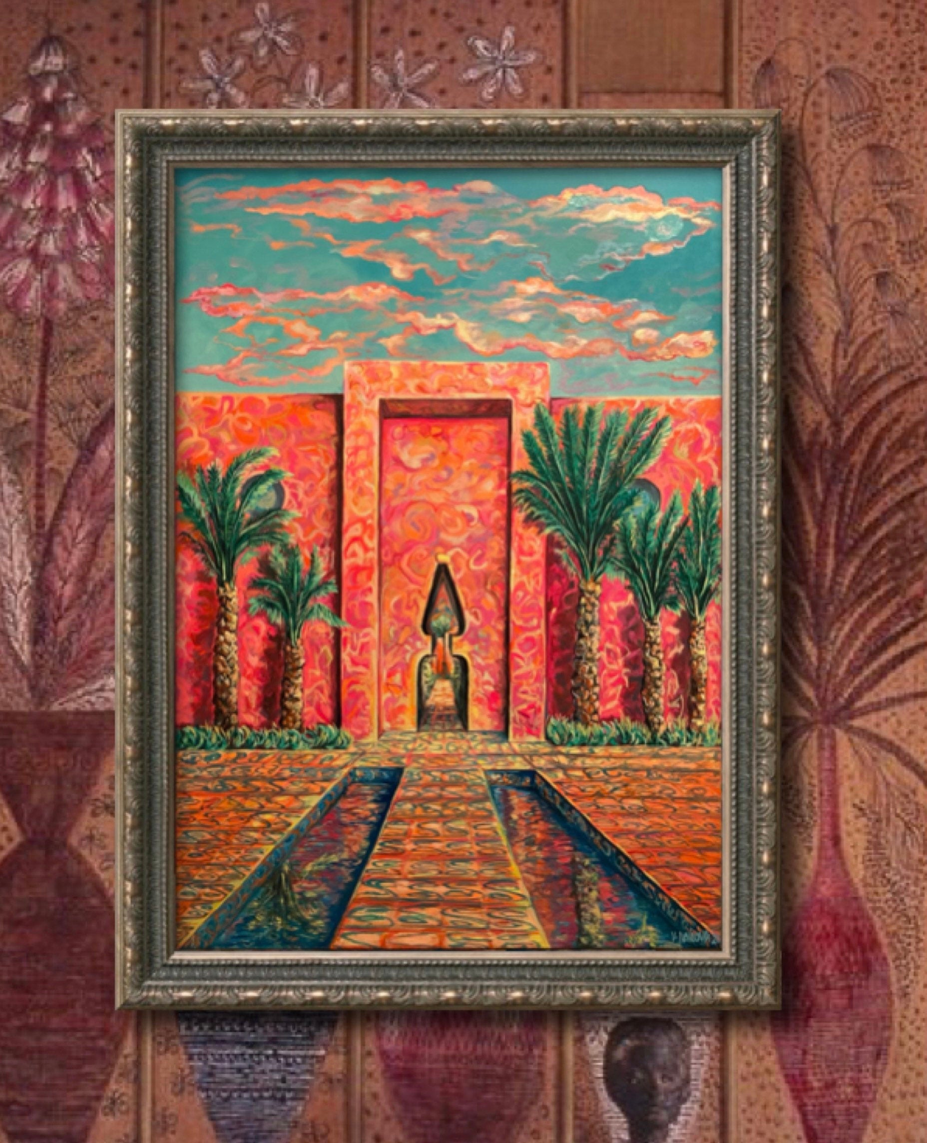 Original oil painting "The great gate" in Art deco style
