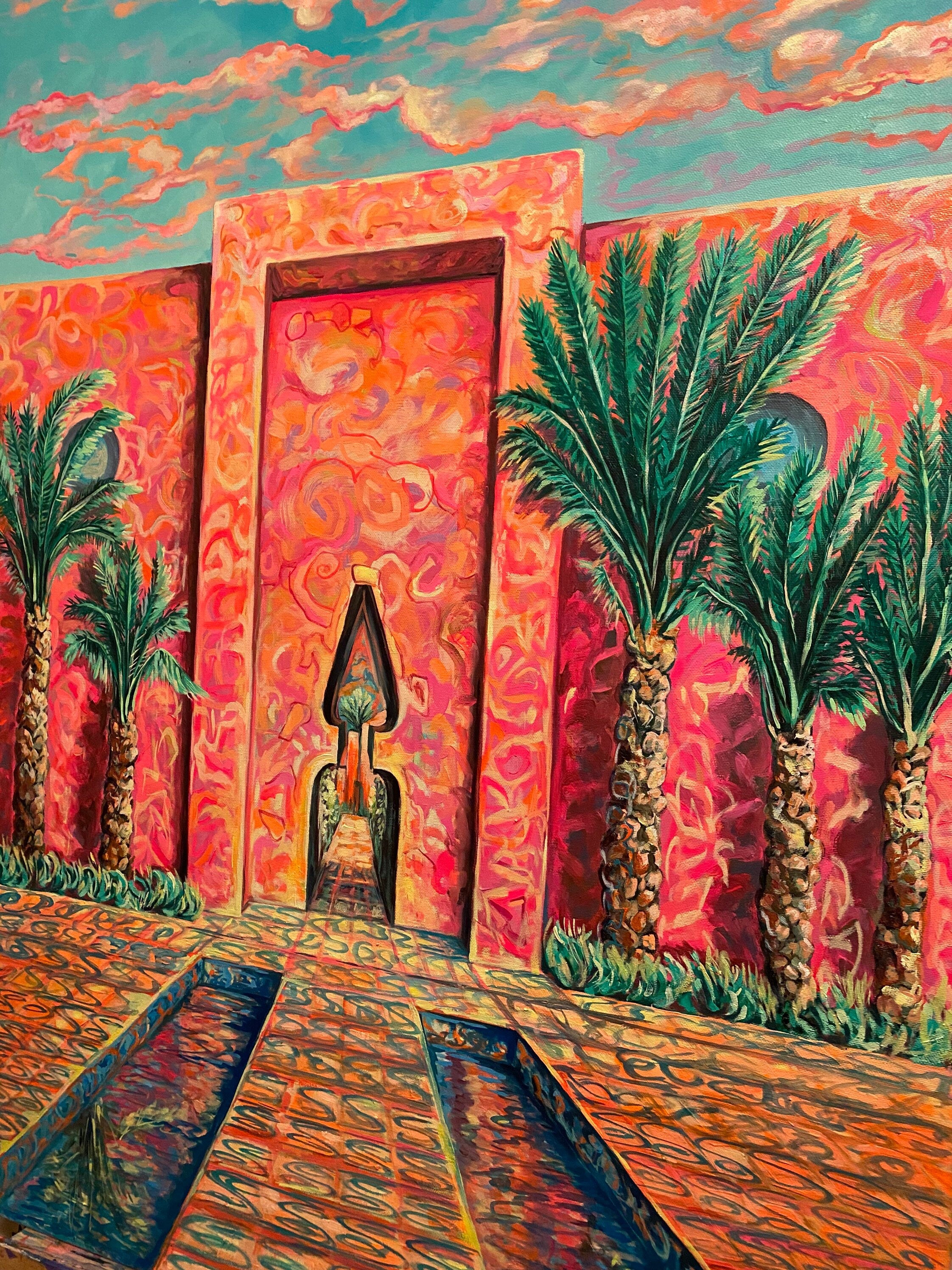 Original oil painting "The great gate" in Art deco style