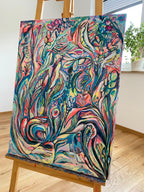 ORIGINAL ART, "In the Coral World" acrylics, original abstract painting