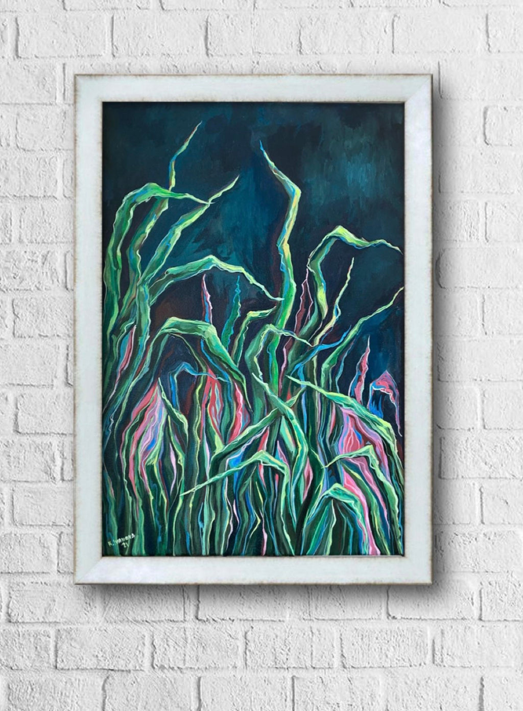 3D Canvas, Original Acrylics painting, Gothic Plants motive