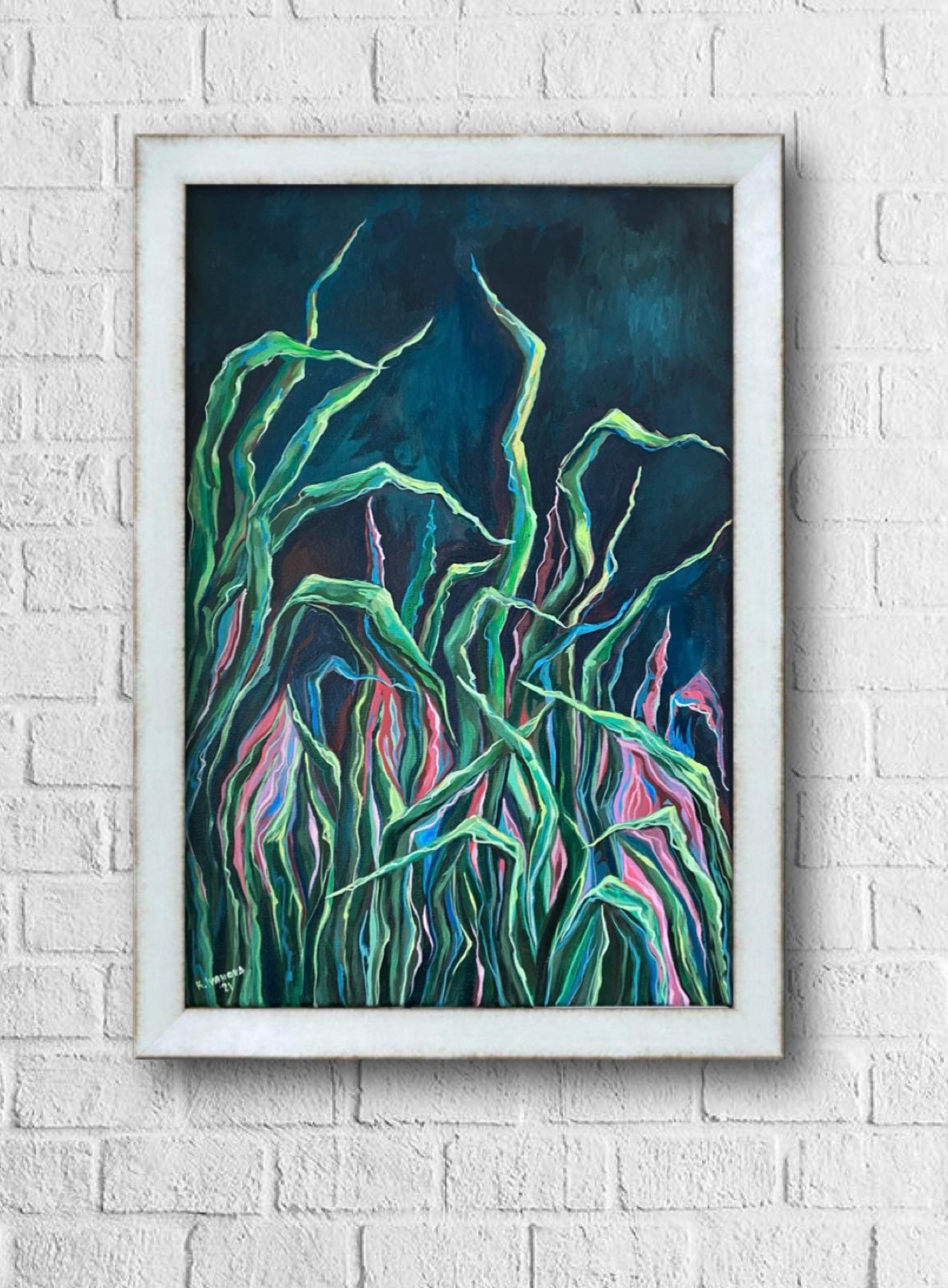 3D Canvas, Original Acrylics painting, Gothic Plants motive