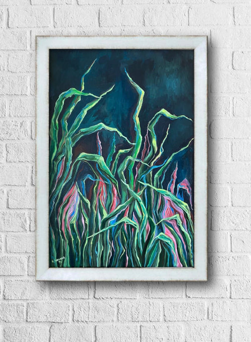 3D Canvas, Original Acrylics painting, Gothic Plants motive