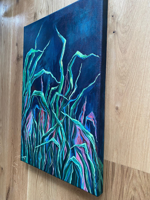 3D Canvas, Original Acrylics painting, Gothic Plants motive