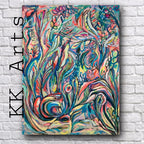 ORIGINAL ART, "In the Coral World" acrylics, original abstract painting