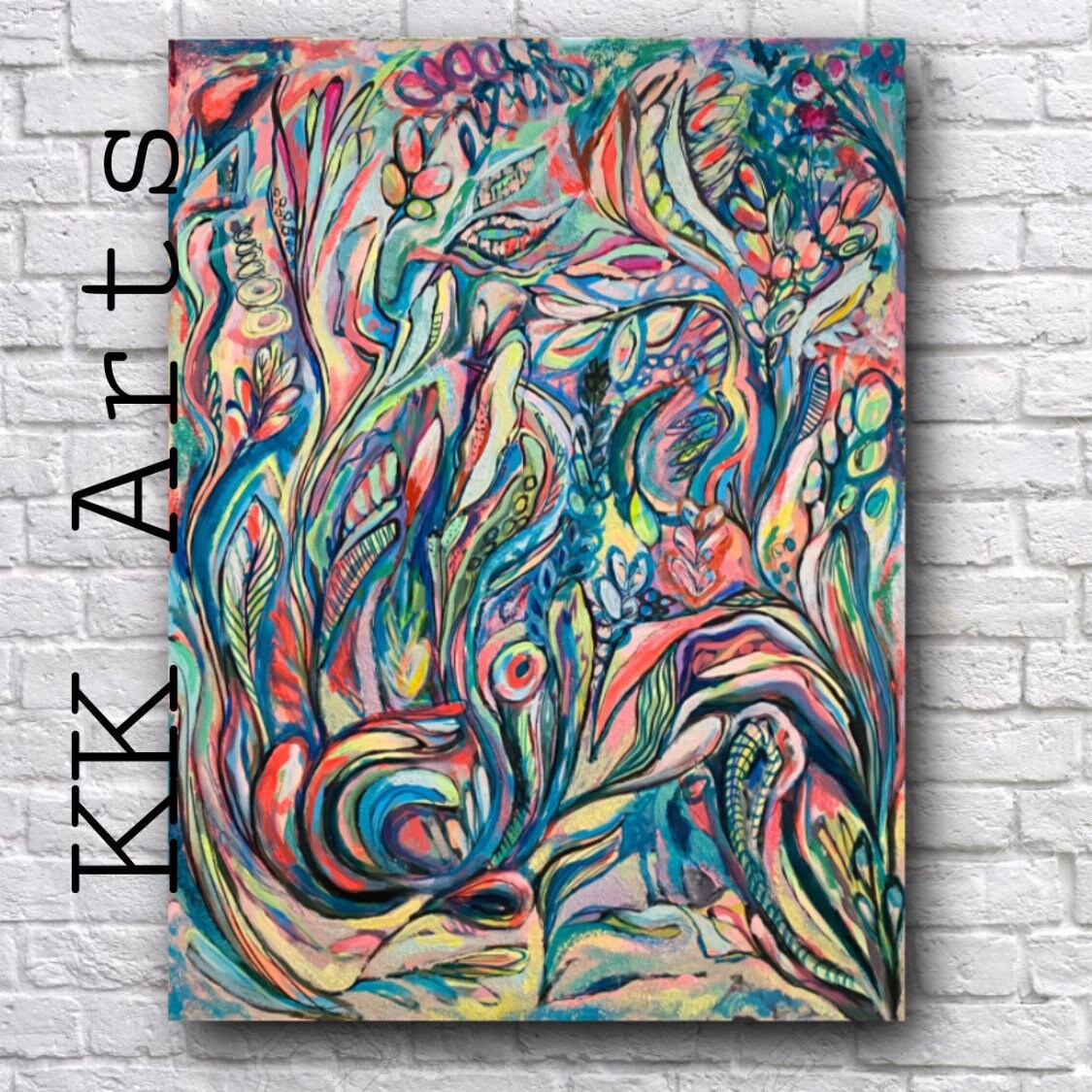 ORIGINAL ART, “In the Coral World” acrylics, original abstract painting