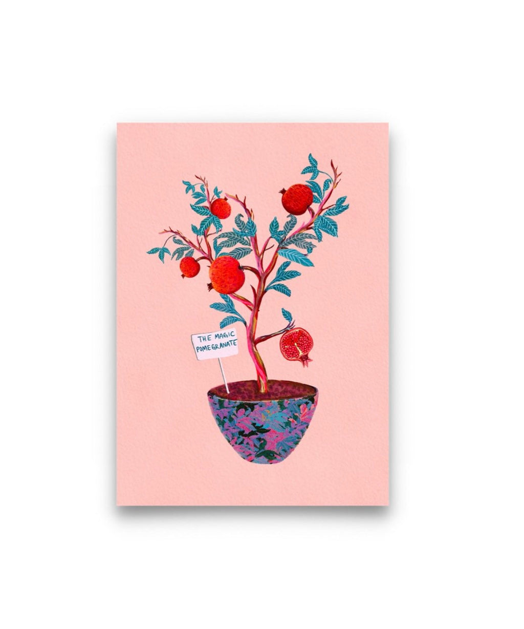 The magic pomegranate watercolor art print