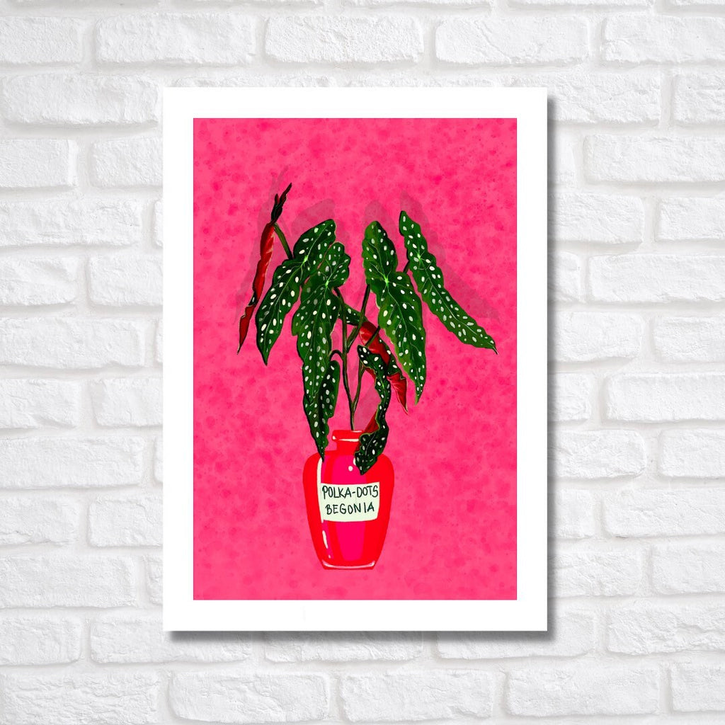 Polka Dot Begonia Art Print: Botanical Illustration