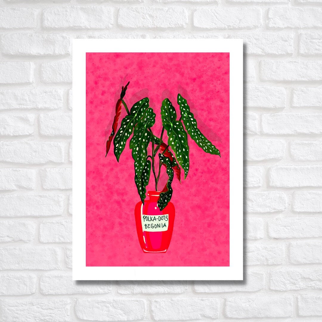 Polka Dot Begonia Art Print: Botanical Illustration