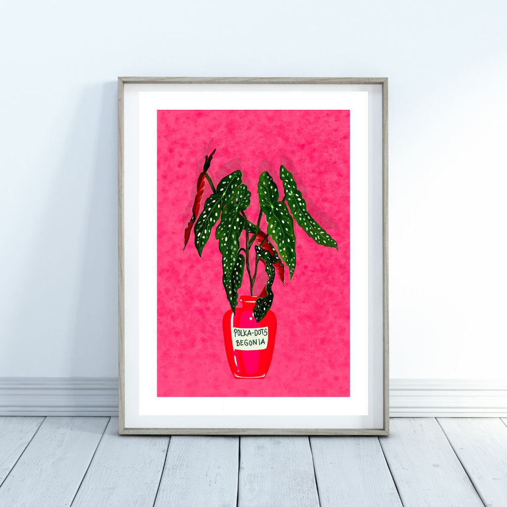 Polka Dot Begonia Art Print: Botanical Illustration