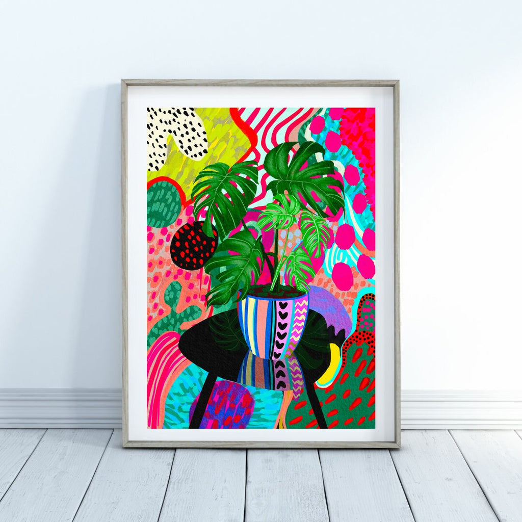 Monstera Plant Vibrant Giclée Art Print