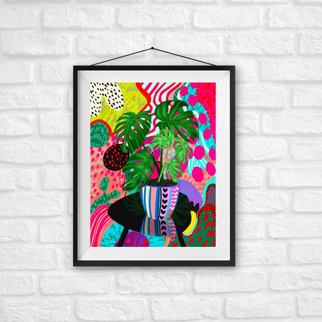 Monstera Plant Vibrant Giclée Art Print