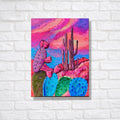 Original Cactus Painting: Vibrant Desert Landscape, Acrylic on Canvas
