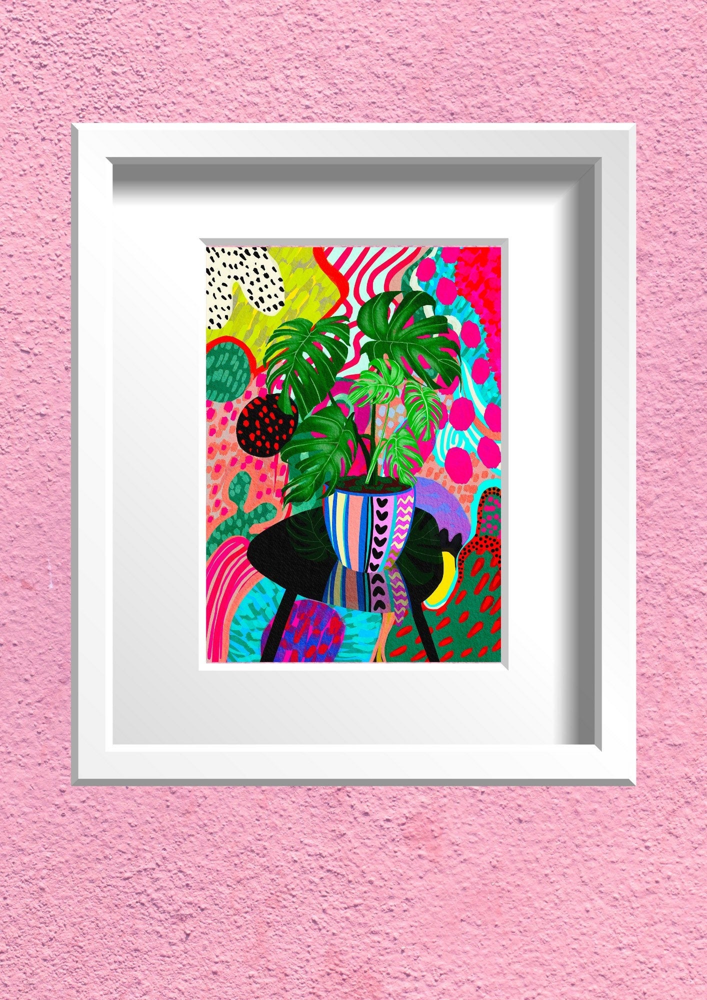 Monstera Plant Vibrant Giclée Art Print