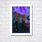 Rock Style Boots Art Print Galaxy Girl