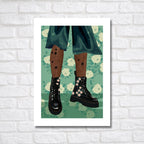 Rock Style Boots Art Print Galaxy Girl