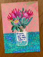 Proteas in vase - Original Art gently vibrant print, by KKArts