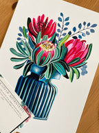 Proteas painting, proteas Art print, by KKArts
