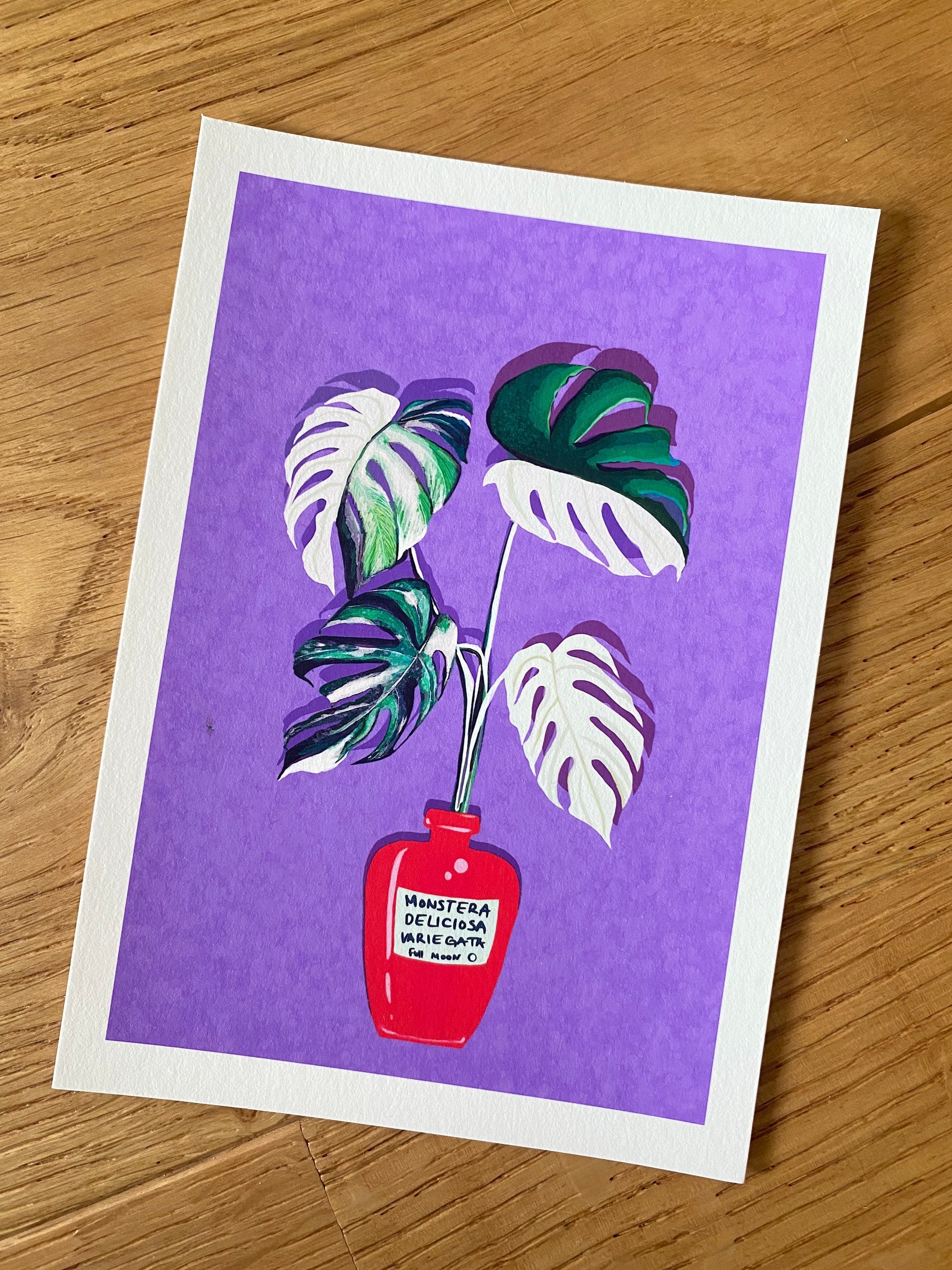 Monstera Variegata Full Moon Illustration - Art Print, by KKArts