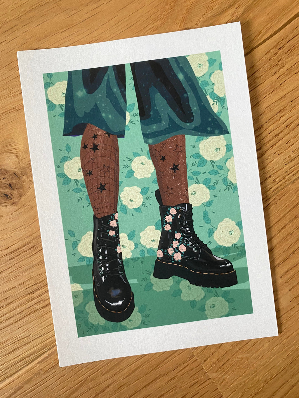 Rock Style Boots Art Print Galaxy Girl