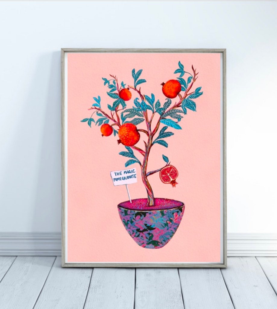 The magic pomegranate watercolor art print