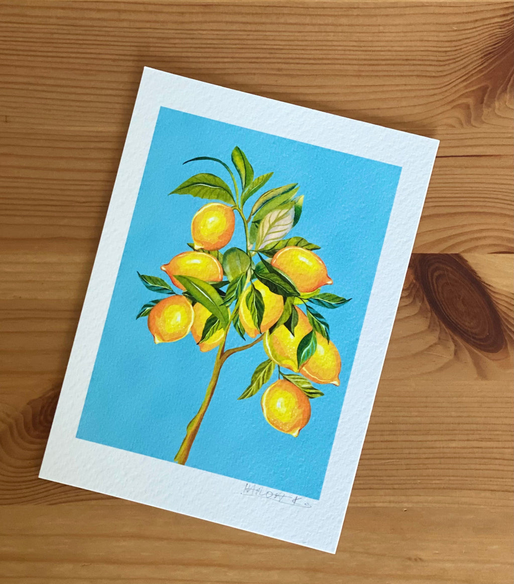 Peach & Lemon Tree Giclée Art Print Fruity Branches
