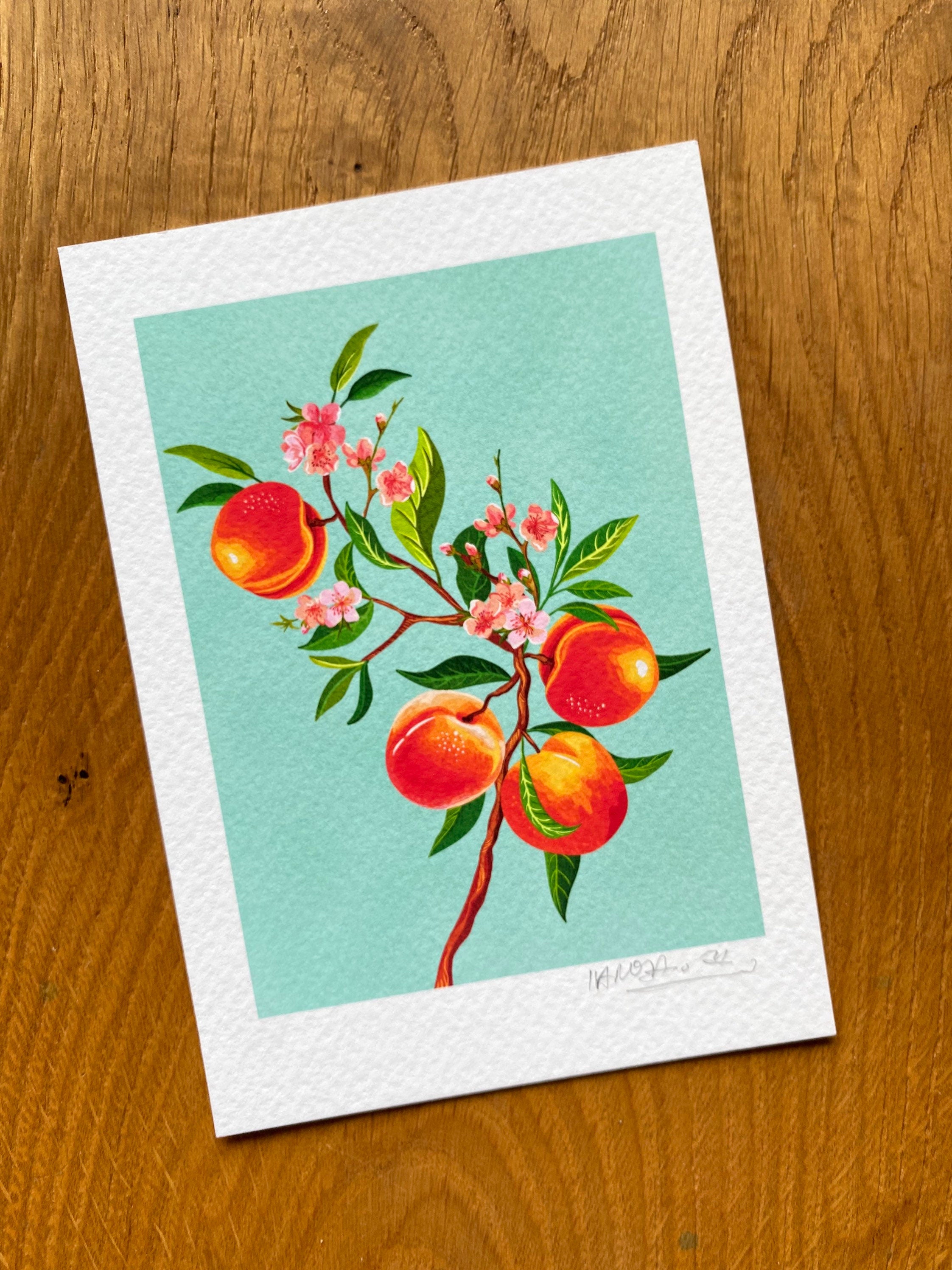 Peach & Lemon Tree Giclée Art Print Fruity Branches