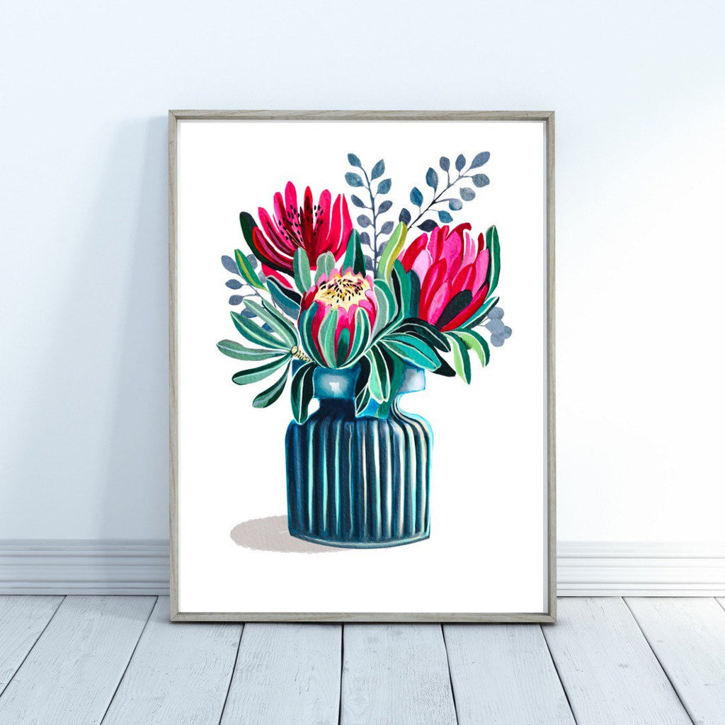 Proteas painting, proteas Art print, by KKArts