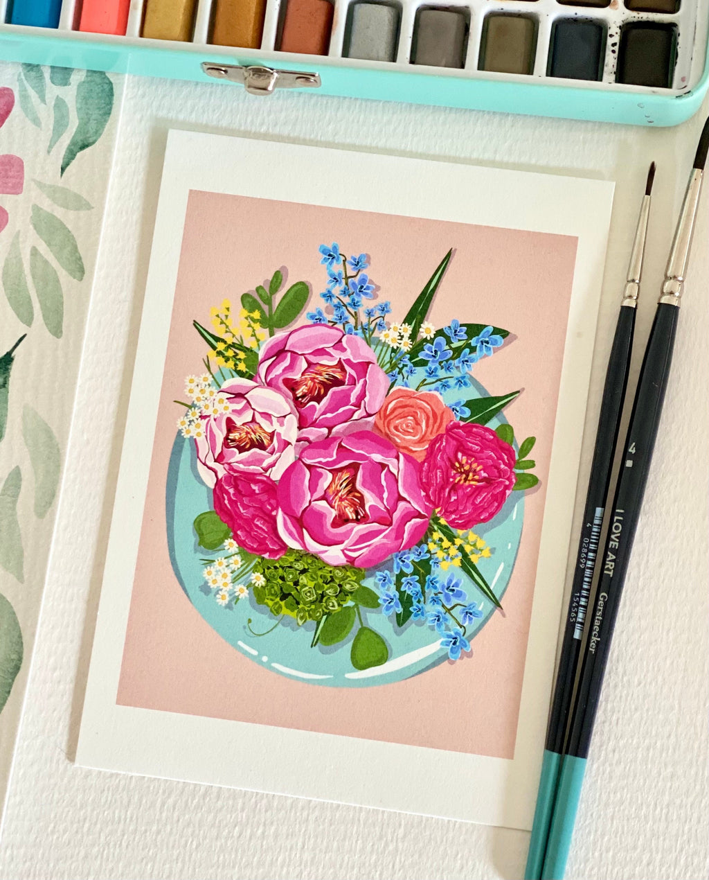 Peony Bouquet Art Print: Bold Floral Illustration