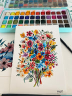 Wildflower Watercolor Art Print on Textured Paper by KKArts