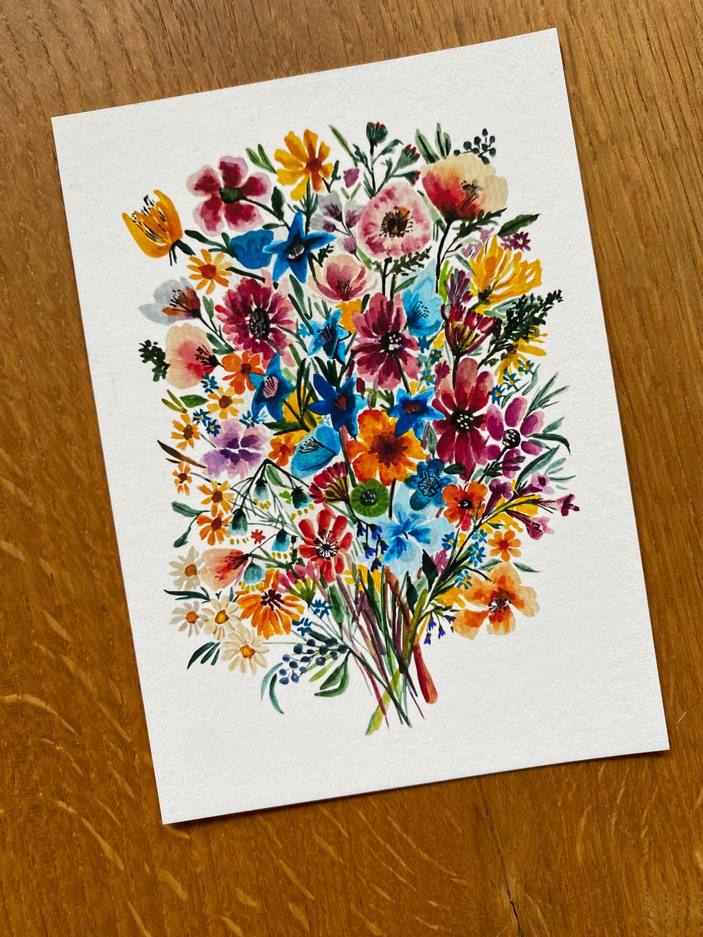 Wildflower Watercolor Art Print on Textured Paper by KKArts