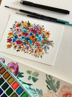 Wildflower Watercolor Art Print on Textured Paper by KKArts