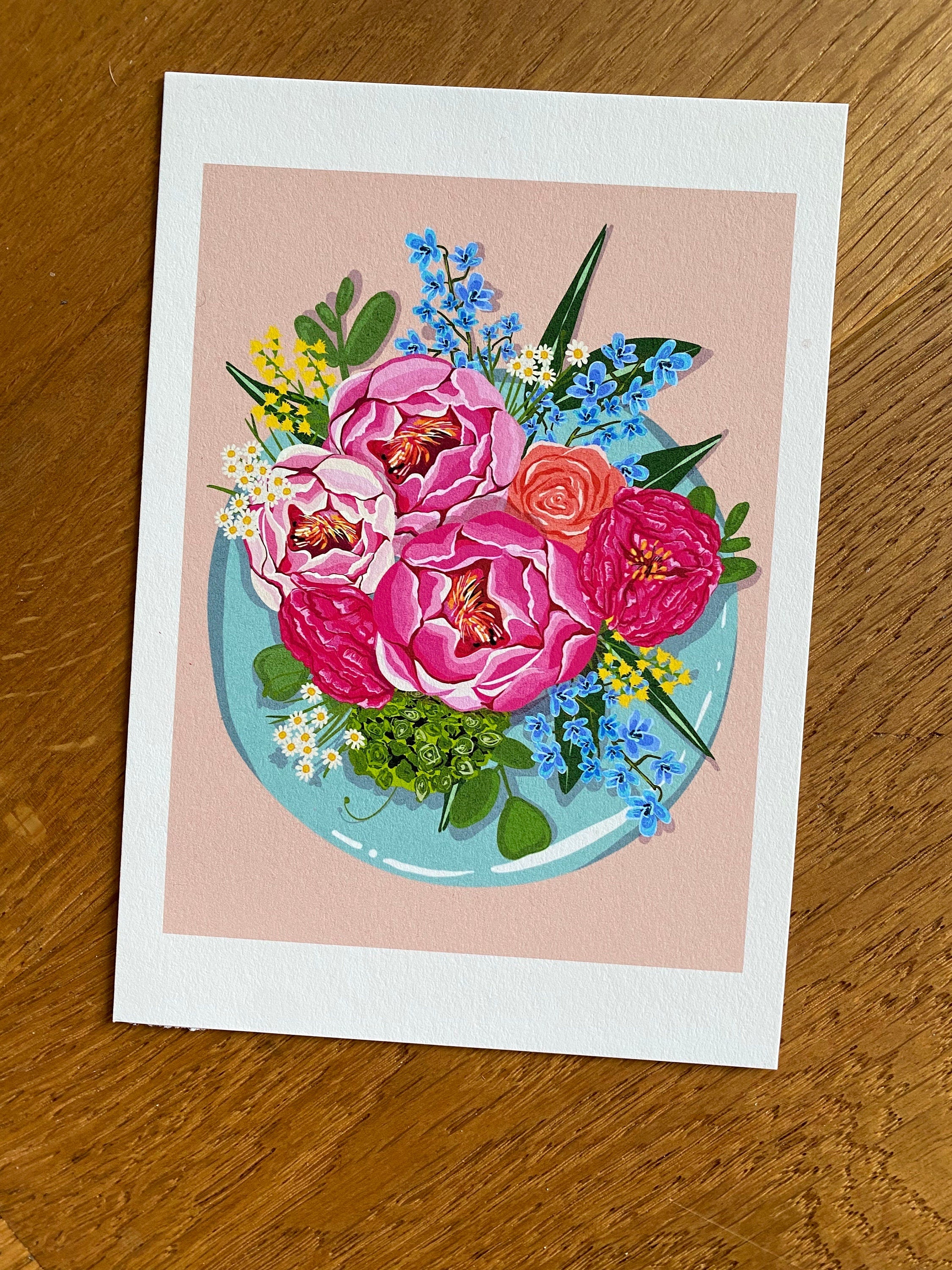 Peony Bouquet Art Print: Bold Floral Illustration
