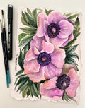 Original Anemone Flower Watercolor Painting on Handmade Paper