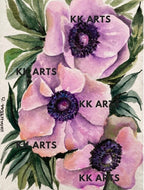 Original Anemone Flower Watercolor Painting on Handmade Paper
